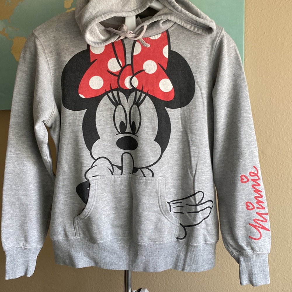 Minnie Mouse hoodie worn Children’s size Large about a women’s xs-small